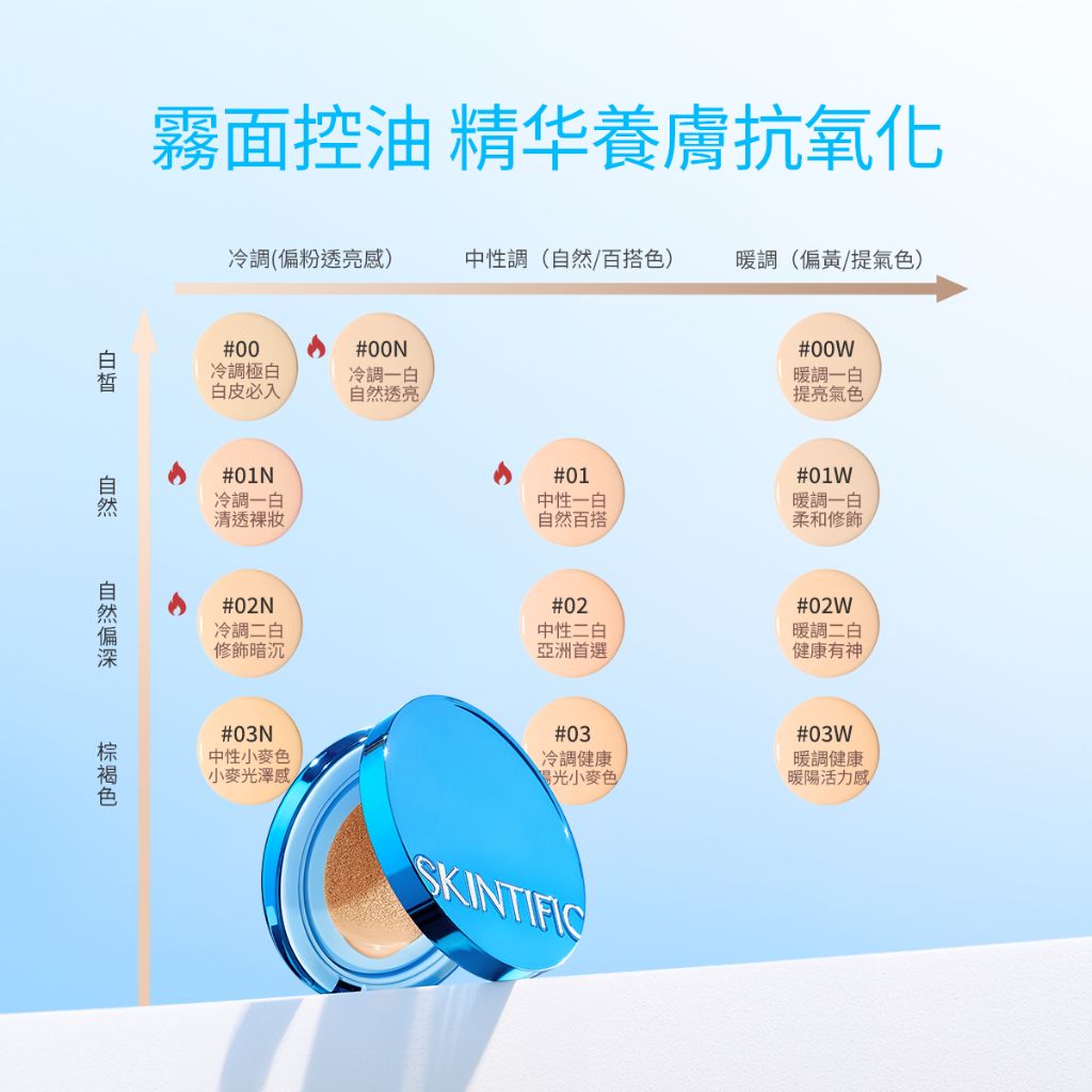 SKINTIFIC 絲絨柔霧控油藍氣墊11g