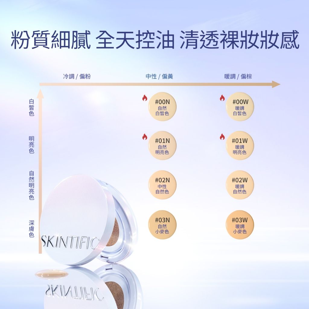 SKINTIFIC 絲緞光澤白氣墊11ml