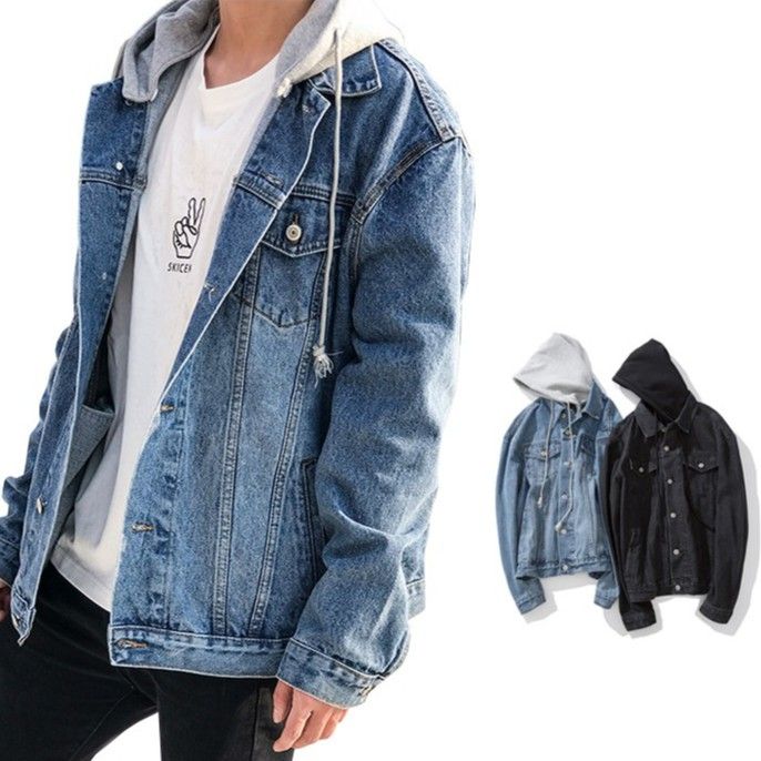 可拆帽牛仔外套圖1