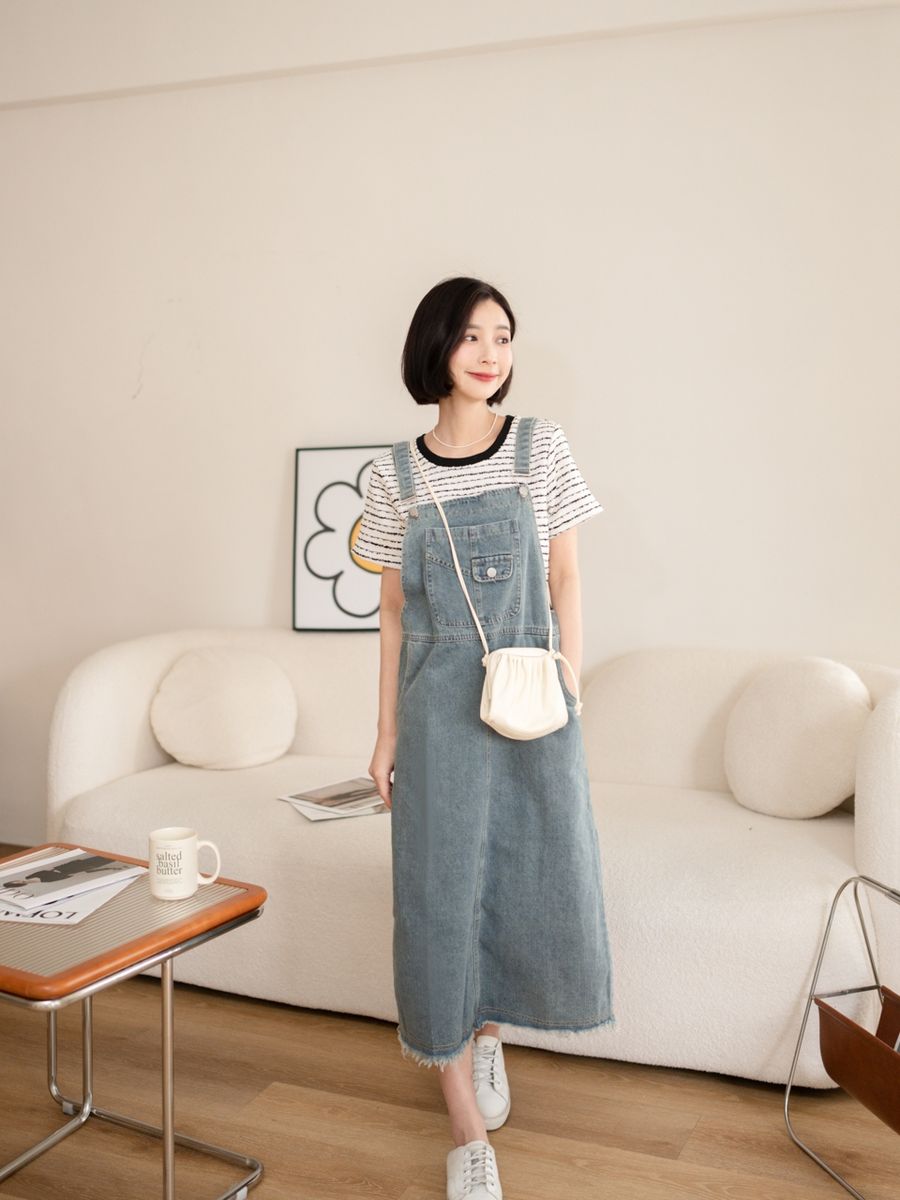 復古刷色牛仔裙1