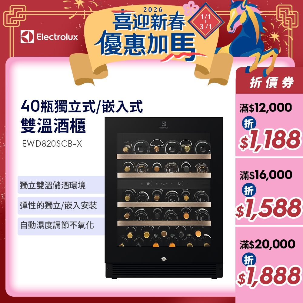 Electrolux 伊萊克斯 40瓶雙溫酒櫃