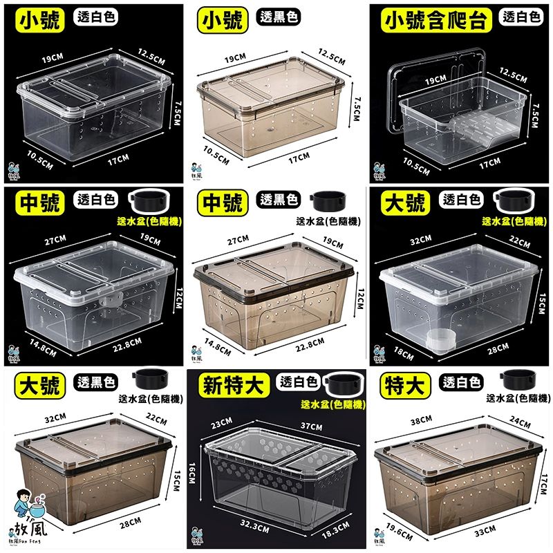 爬蟲飼養盒尺寸細節圖