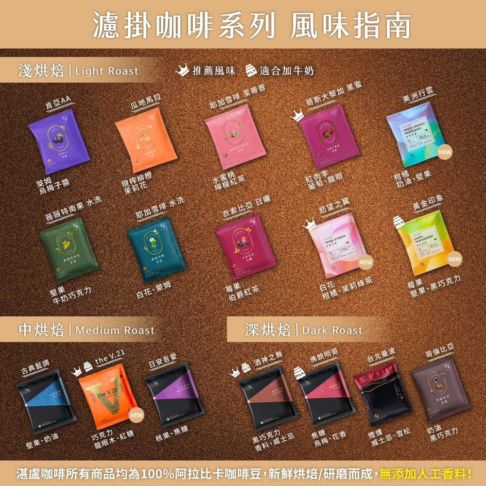 【湛盧咖啡】淺焙/中焙/深焙．綜合濾掛咖啡(共10入;10-11g/入;共10款風味) 阿拉比卡豆