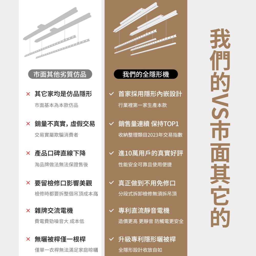 隱形照明電動晾衣架3