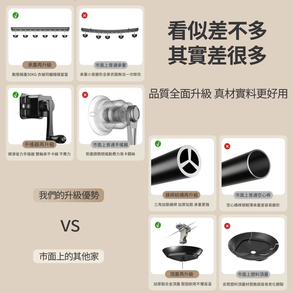 手動升降晾衣架升級母嬰橫桿3